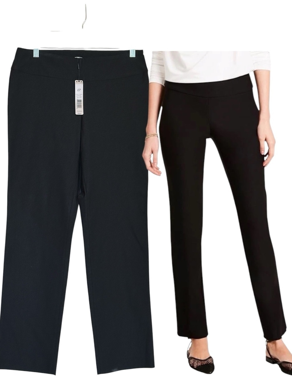 NWT | NIC+Zoe Wonderstretch Pant Pull On Straight Leg Black Onyx | Sz 6P | $128